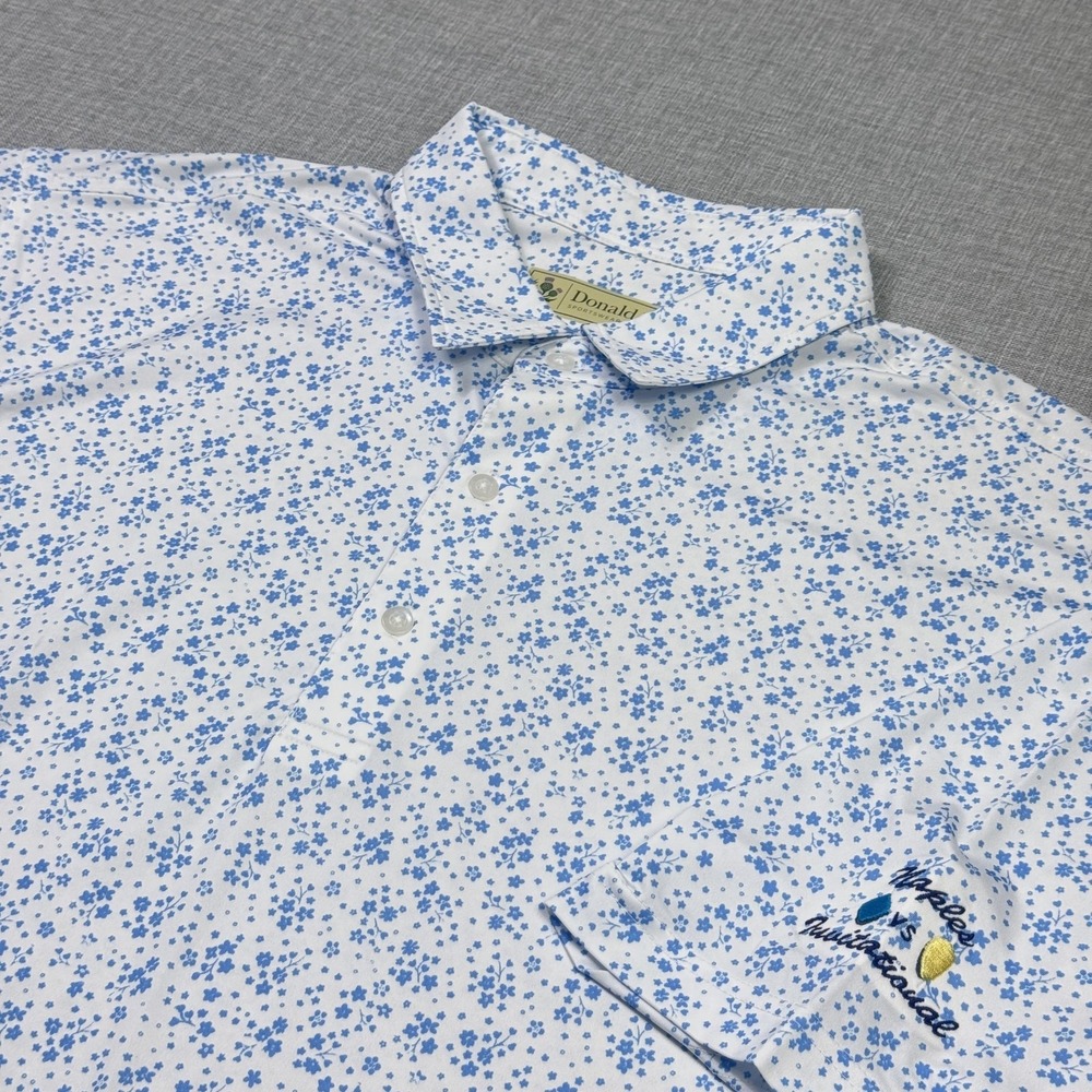Donald Ross Golf Polo Shirt Mens L White Short Sleeve Floral Naples Performance